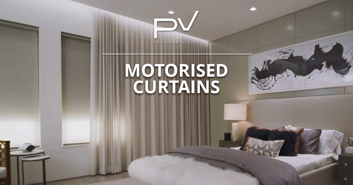 Motorised curtains and blinds installed in a Dubai villa living room