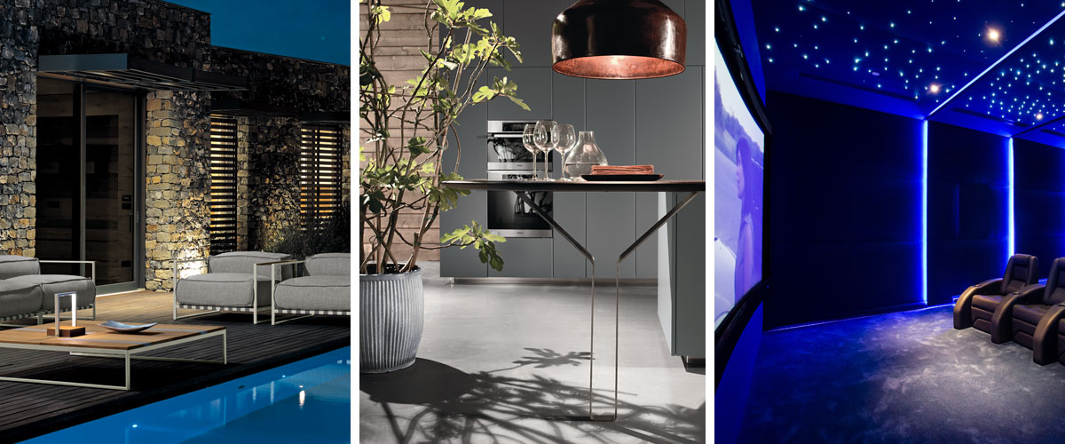 Platinum House — outdoor living, kitchen and home cinema in Dubai